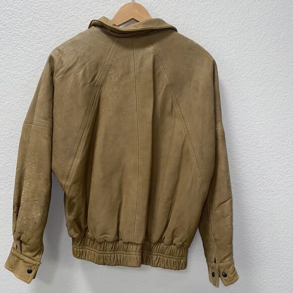 Lone Pine Womens Tan Leather Bomber Jacket Size Small - Picture 2 of 12